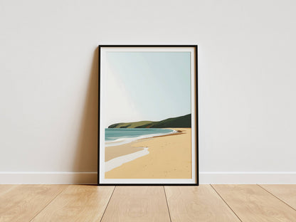 Affiche Plage Minimaliste Évasion Côtière – Paysage Marin Moderne | Poster sur Papier Mat