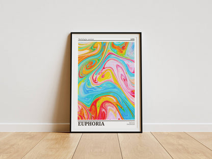 Affiche Euphoria Rétro 1970 – Art Abstrait Coloré Psychédélique | Poster Pop Art Moderne Papier Mat