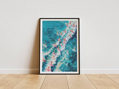Affiche Trendy Vagues Turquoise Abstraites – Énergie de l’Océan et Art Contemporain | Poster sur Papier Mat
