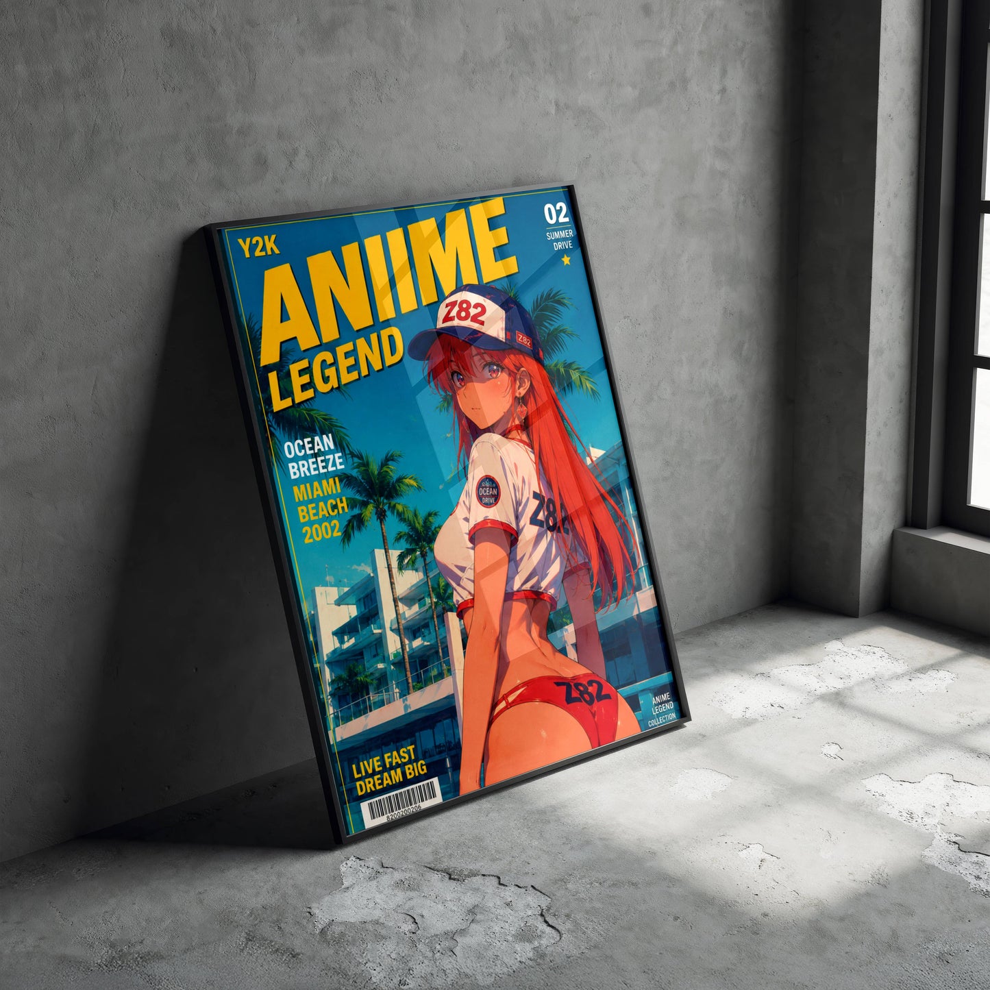 Y2K Summer Beach Poster | Retro Anime Art Print | Miami Ocean Breeze Wall Decor | Coastal Aesthetic Room Decor