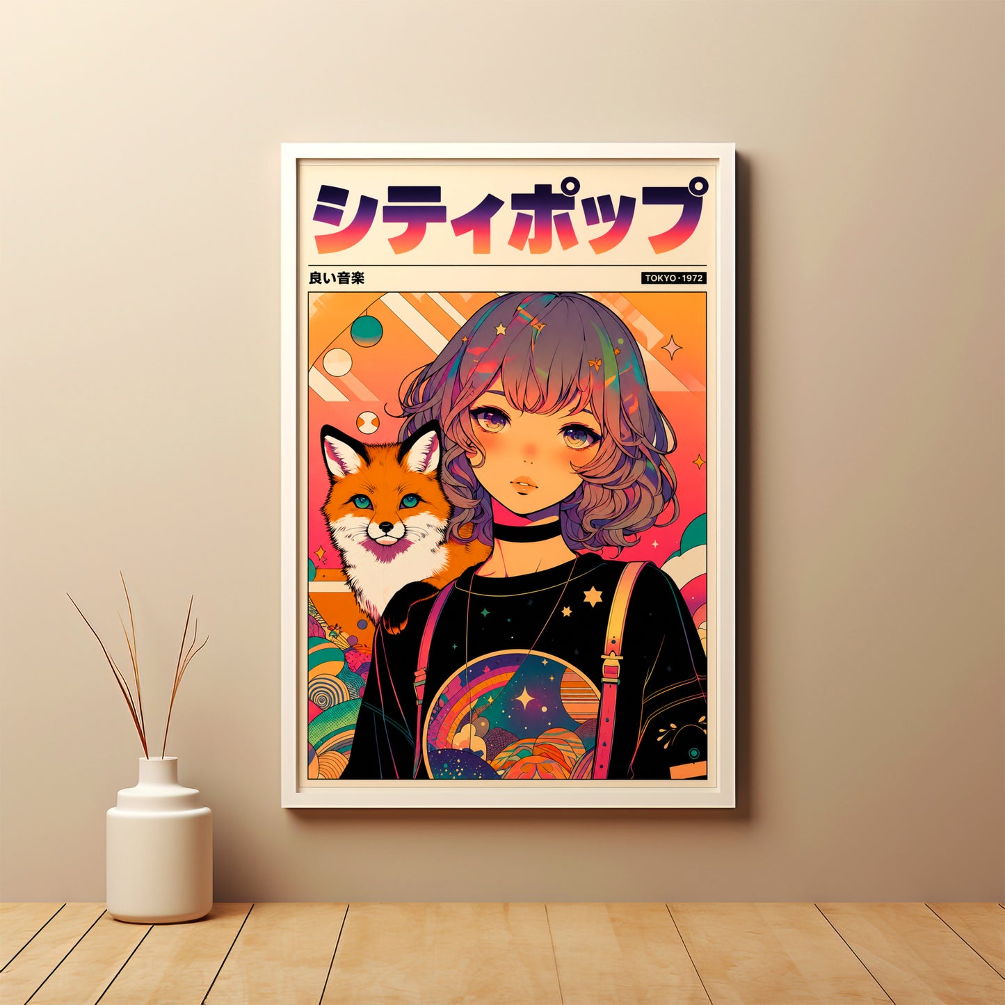 Mystic Fox Maiden Anime Print | Manga Inspired Wall Art