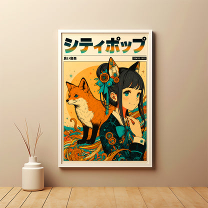 Sakura Fox Spirit Poster | Anime Inspired Wall Decor