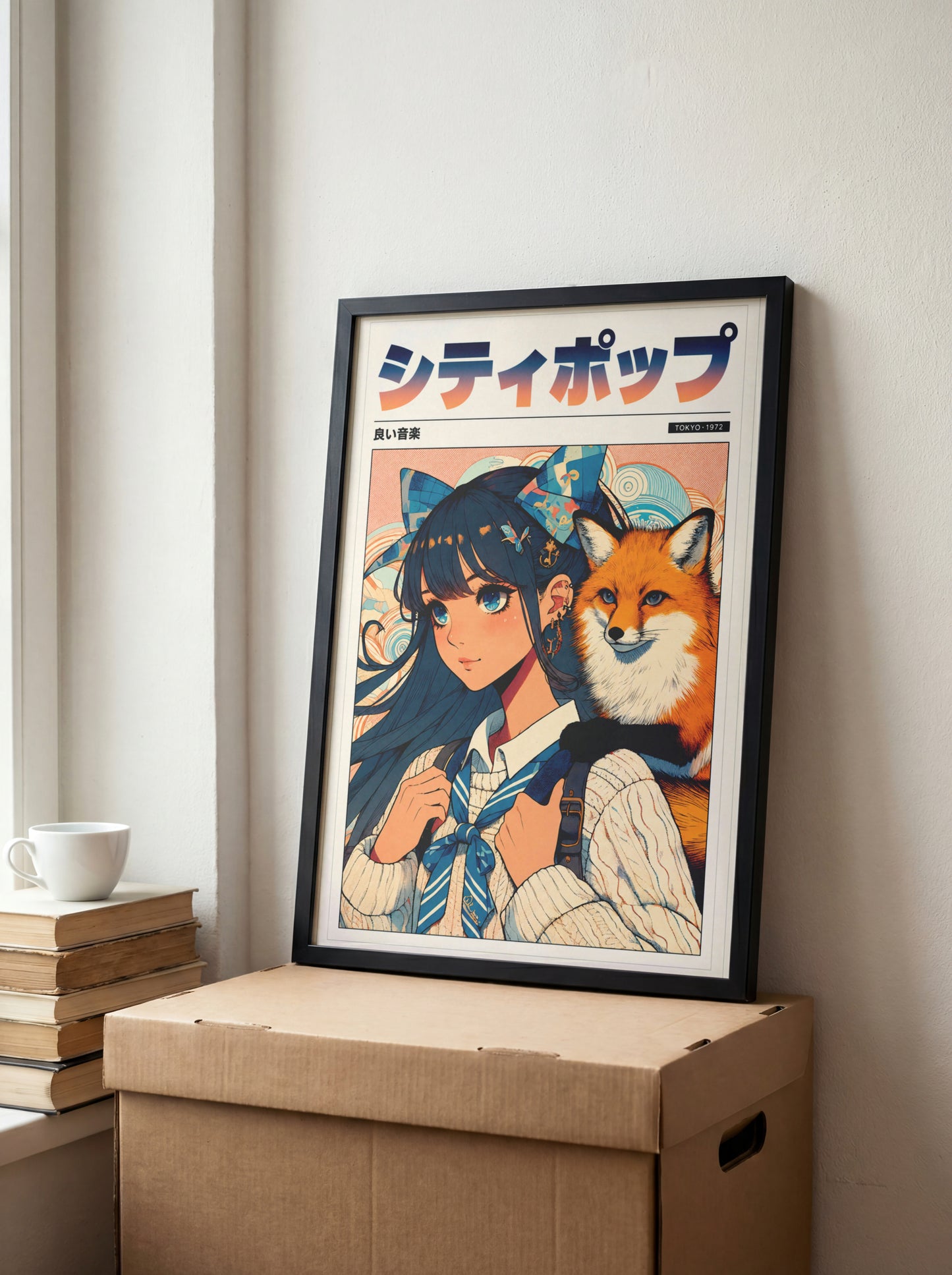 Kitsune Fox Girl Poster | Japanese Anime Wall Decor
