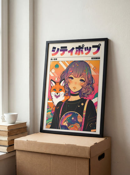 Mystic Fox Maiden Anime Print | Manga Inspired Wall Art