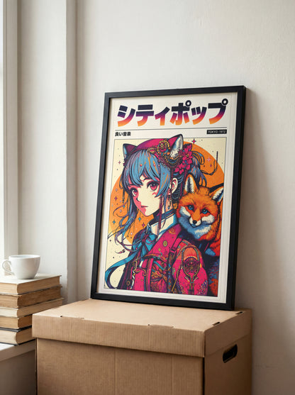 Fox Guardian Anime Print | Japanese Fantasy Poster