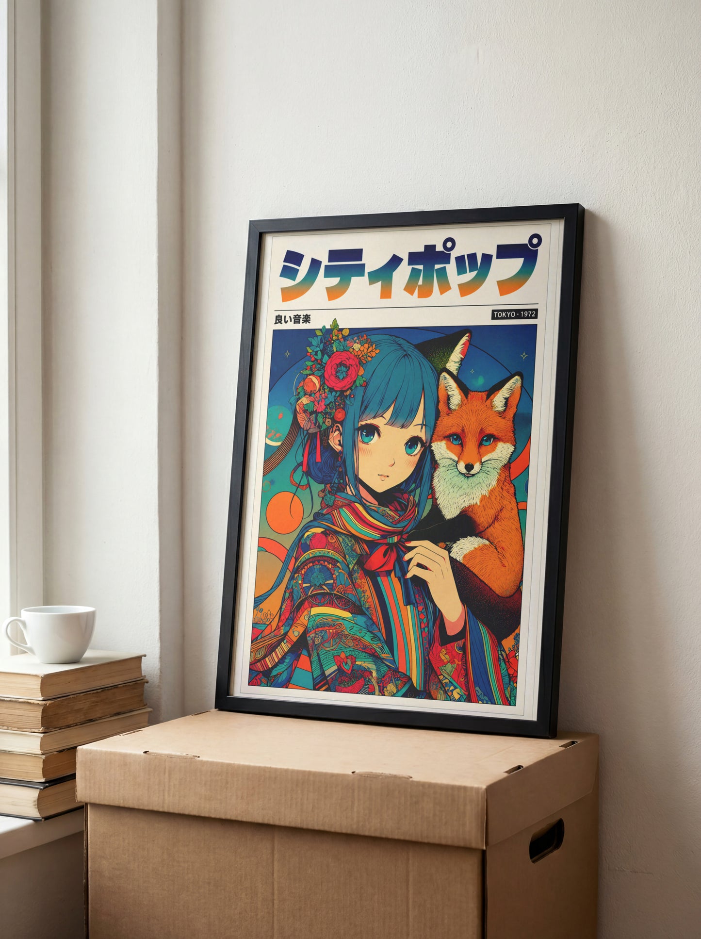 Japanese Fantasy Kitsune Poster | Anime Room Decor