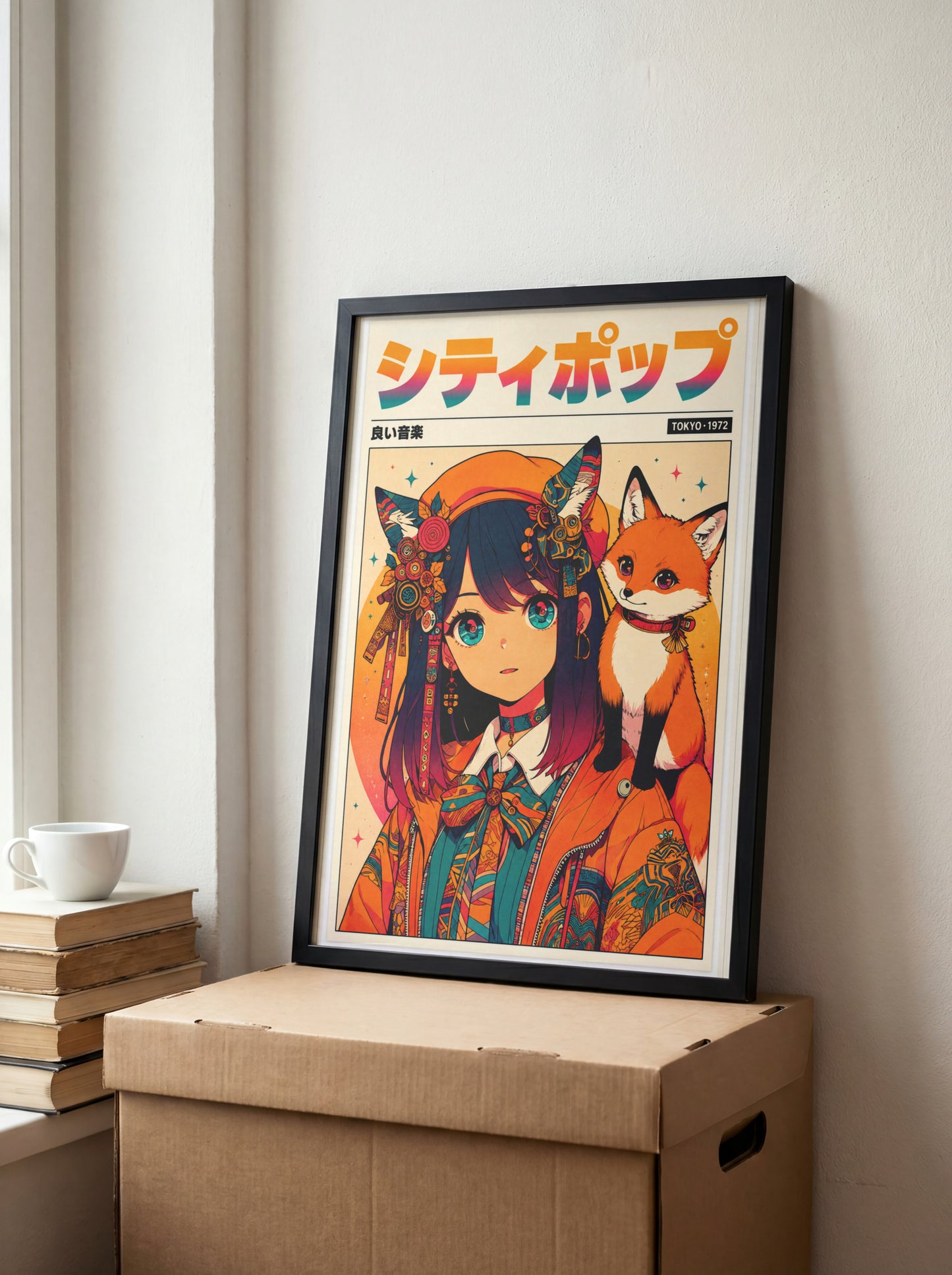 Vintage Kitsune Wall Art | Japanese Anime Poster