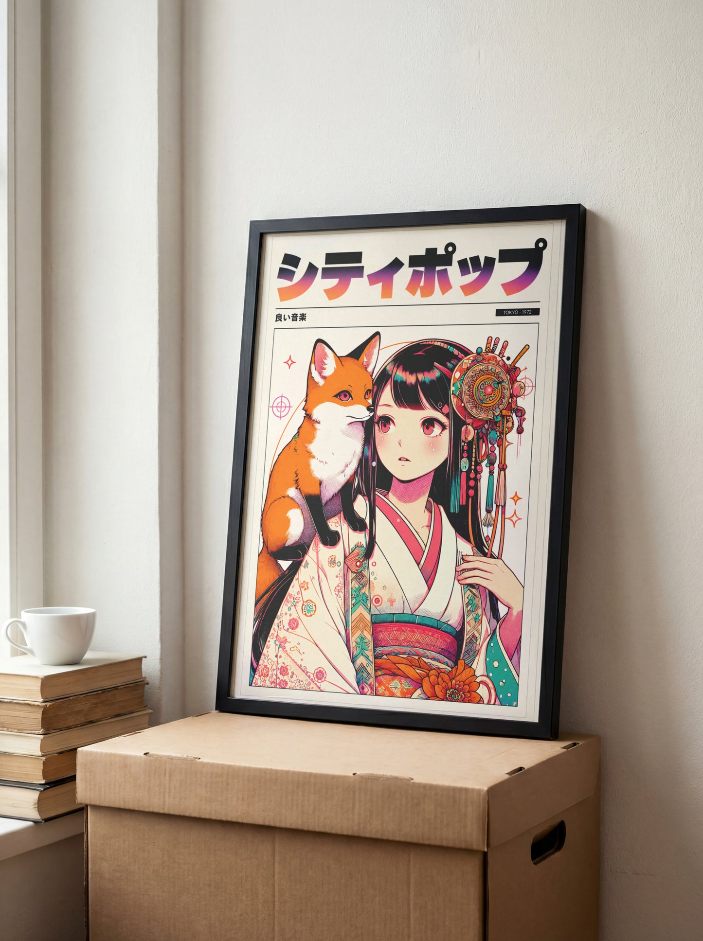 Japanese Fox Spirit Anime Poster | Kitsune Wall Art Print