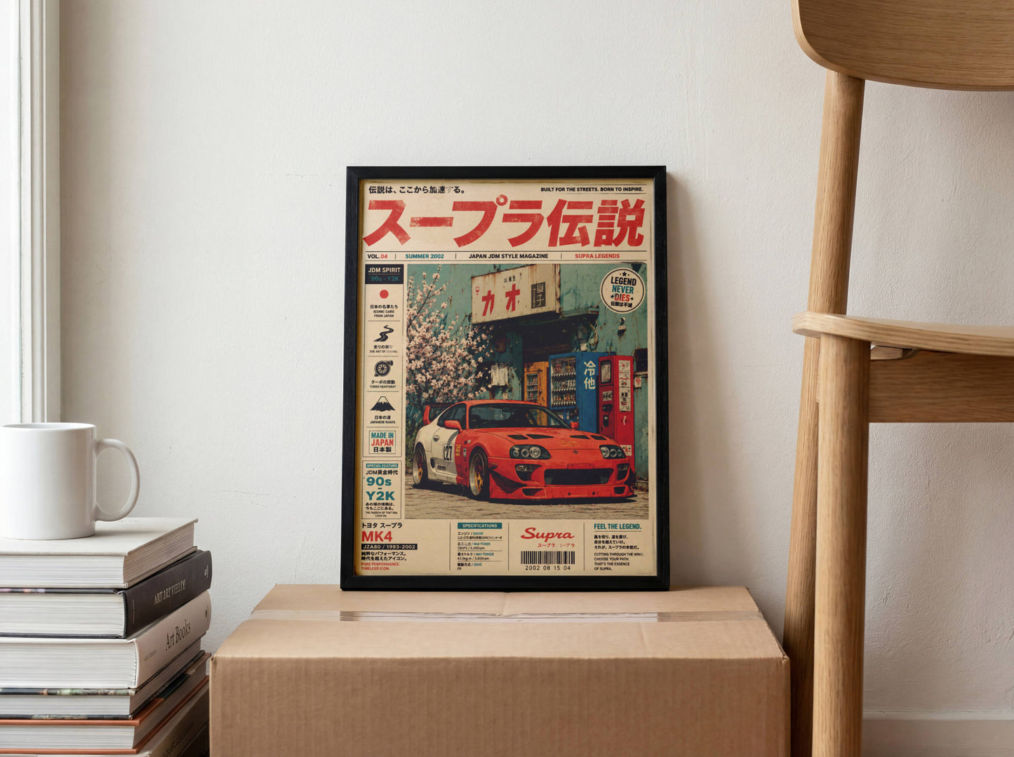 Toyota Supra MK4 JDM Poster Vintage Magazine – Affiche Automobile Japonaise Y2K Rétro