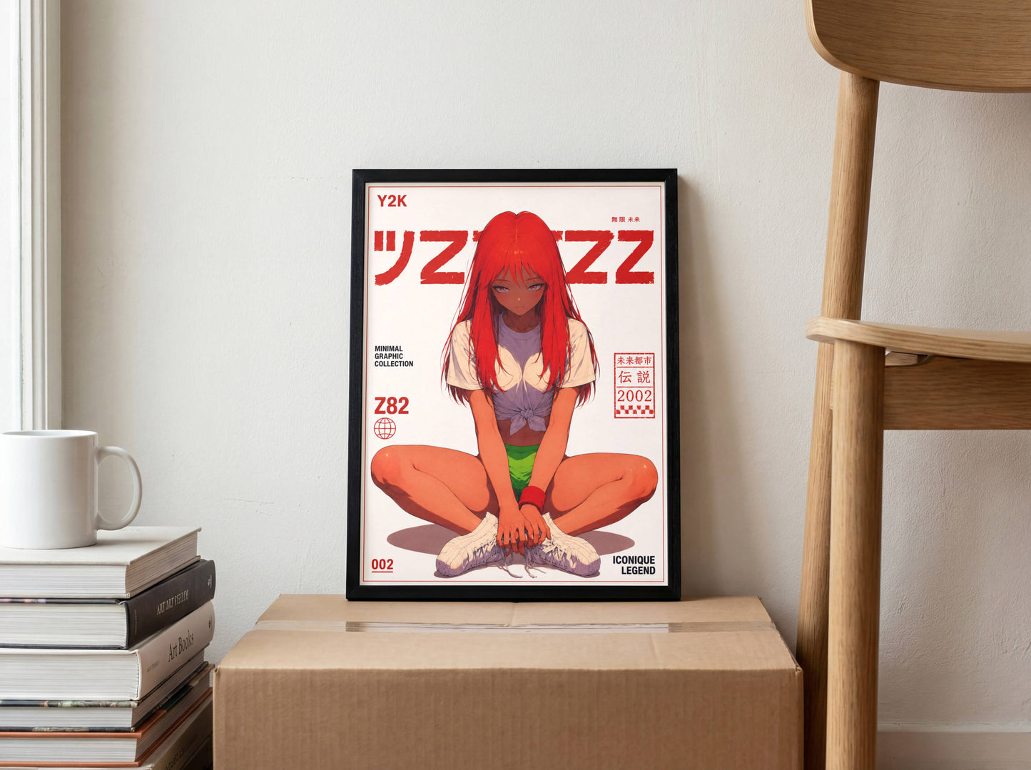 Y2K Minimal Graphic Poster | Retro Anime Art Print | Modern Japanese Aesthetic Wall Decor | Contemporary Pop Art Poster