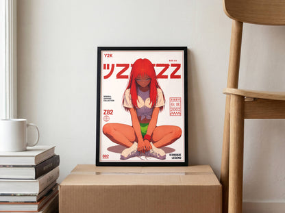 Y2K Minimal Graphic Poster | Retro Anime Art Print | Modern Japanese Aesthetic Wall Decor | Contemporary Pop Art Poster