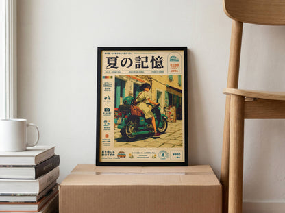 Scooter & Sunlit Alleys – Y2K Mediterranean Summer Poster, Vintage Coastal Moped Scene, European Holiday Wall Art, Retro Escape Print