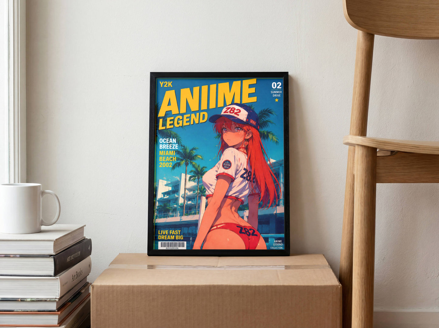 Y2K Summer Beach Poster | Retro Anime Art Print | Miami Ocean Breeze Wall Decor | Coastal Aesthetic Room Decor
