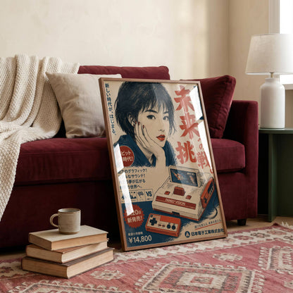 Affiche Publicité Japonaise Vintage | Retrogaming Rétro | Console Portable 80s | City Pop | Poster Japon Déco Geek