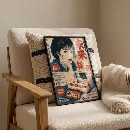 Affiche Publicité Japonaise Vintage | Retrogaming Rétro | Console Portable 80s | City Pop | Poster Japon Déco Geek