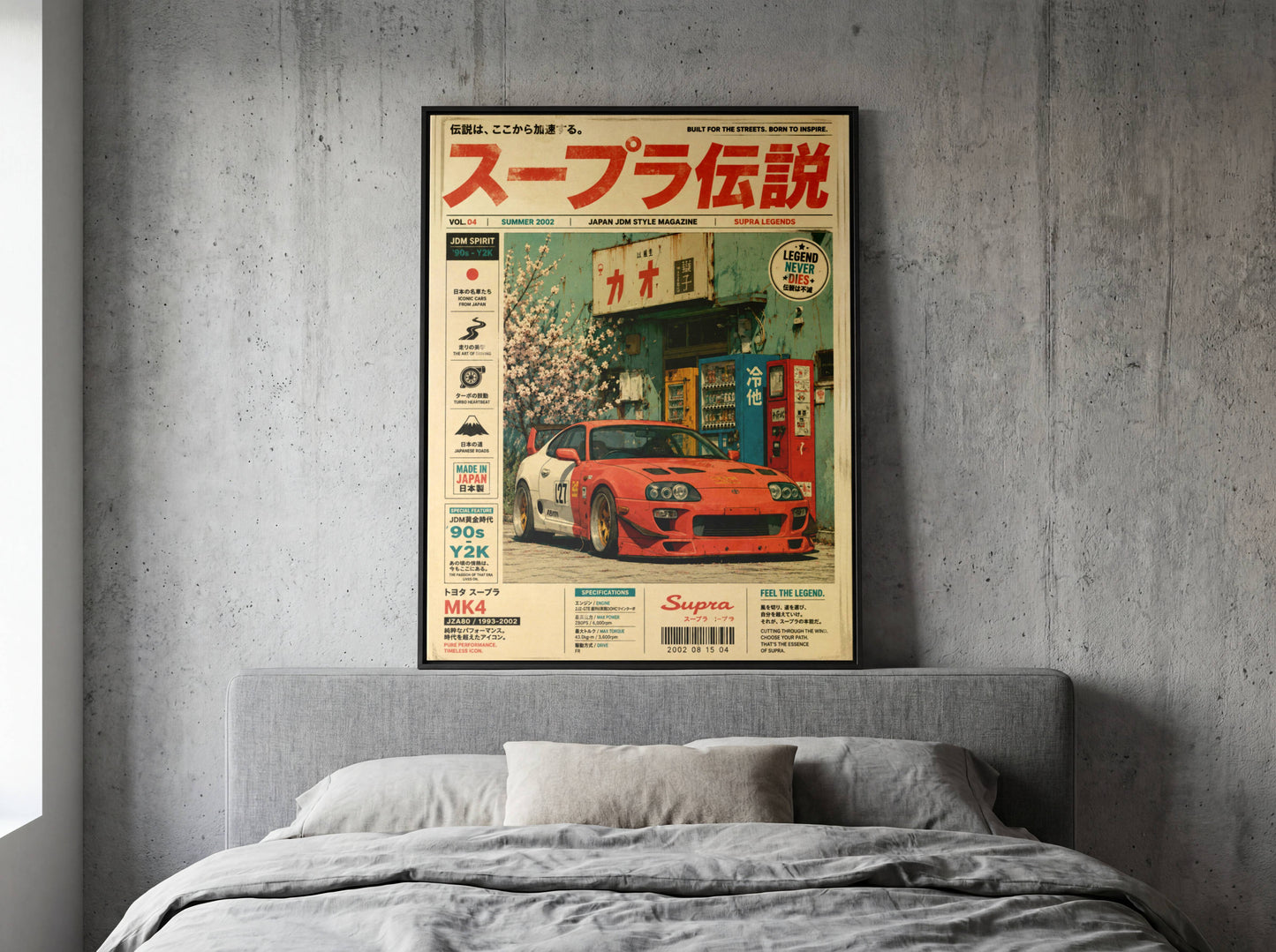 Toyota Supra MK4 JDM Poster Vintage Magazine – Affiche Automobile Japonaise Y2K Rétro
