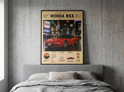 Honda NSX Tokyo Nights Poster – Affiche JDM Vintage Japon Urbain & Supercar Légendaire