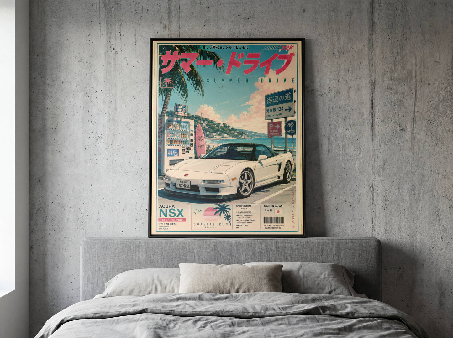 Acura NSX Sakura Drive Poster Vintage – Affiche JDM Japonaise Rétro Y2K