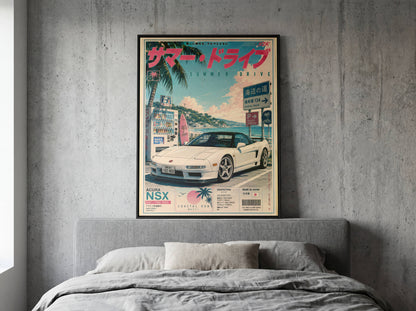 Acura NSX Sakura Drive Poster Vintage – Affiche JDM Japonaise Rétro Y2K