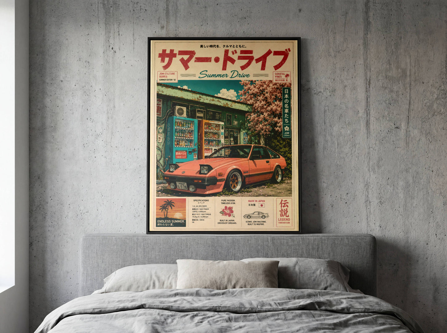 Toyota Celica XX Summer Drive Poster – Affiche JDM Vintage Japonaise Style Magazine Rétro