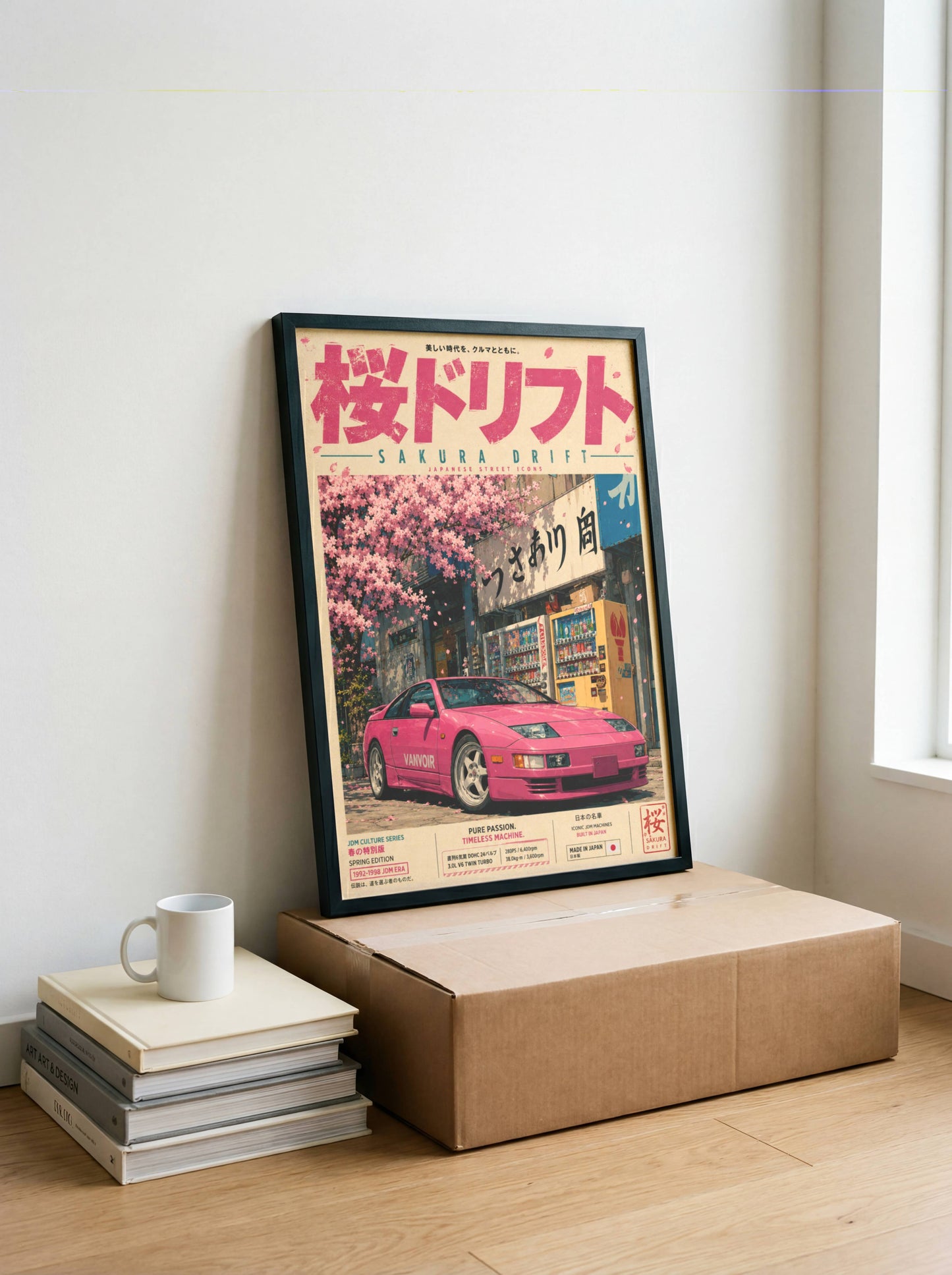 Nissan 300ZX Sakura Drift Poster Vintage – Affiche JDM Japonaise Y2K Rétro