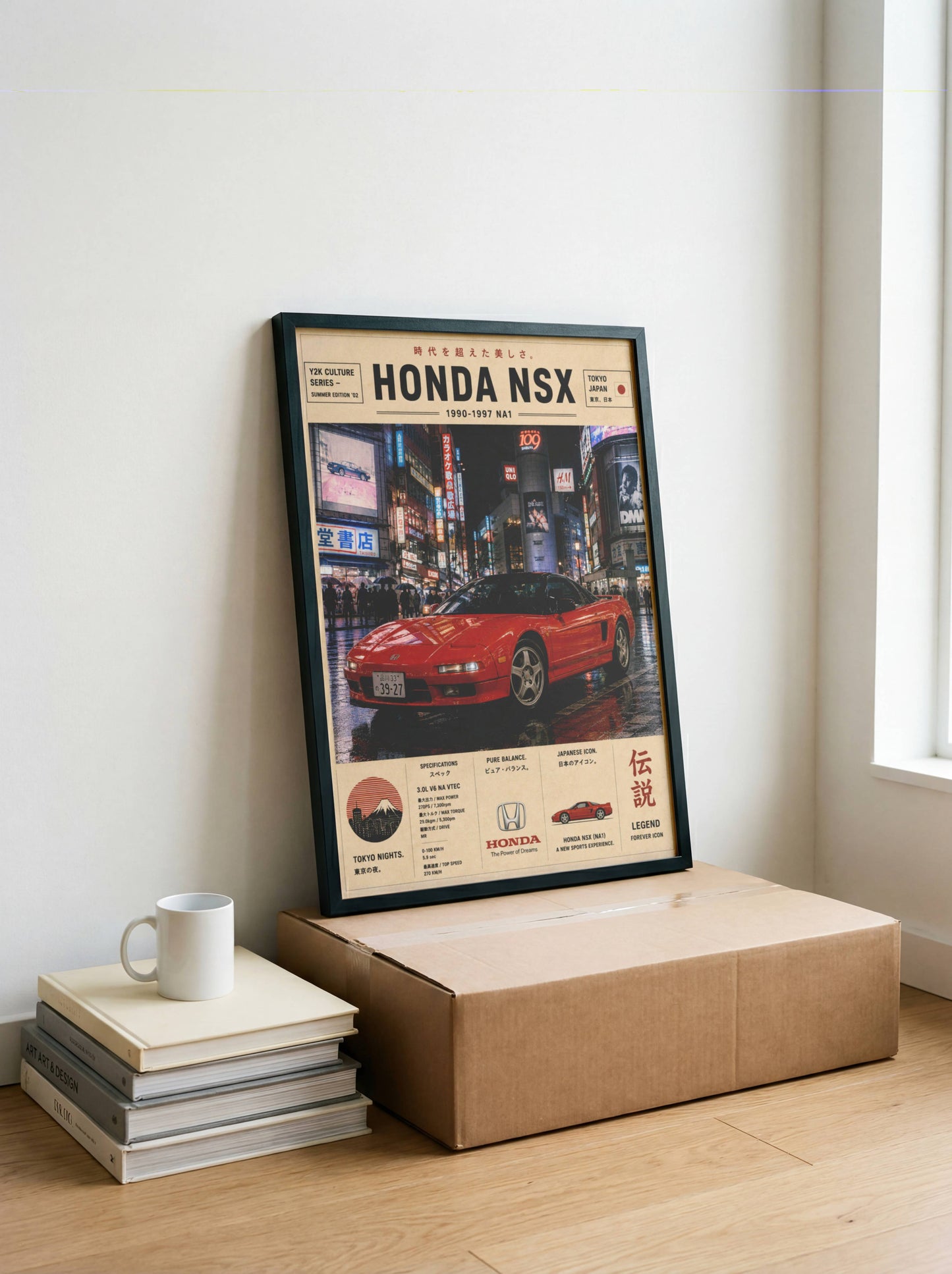 Honda NSX Tokyo Nights Poster – Affiche JDM Vintage Japon Urbain & Supercar Légendaire