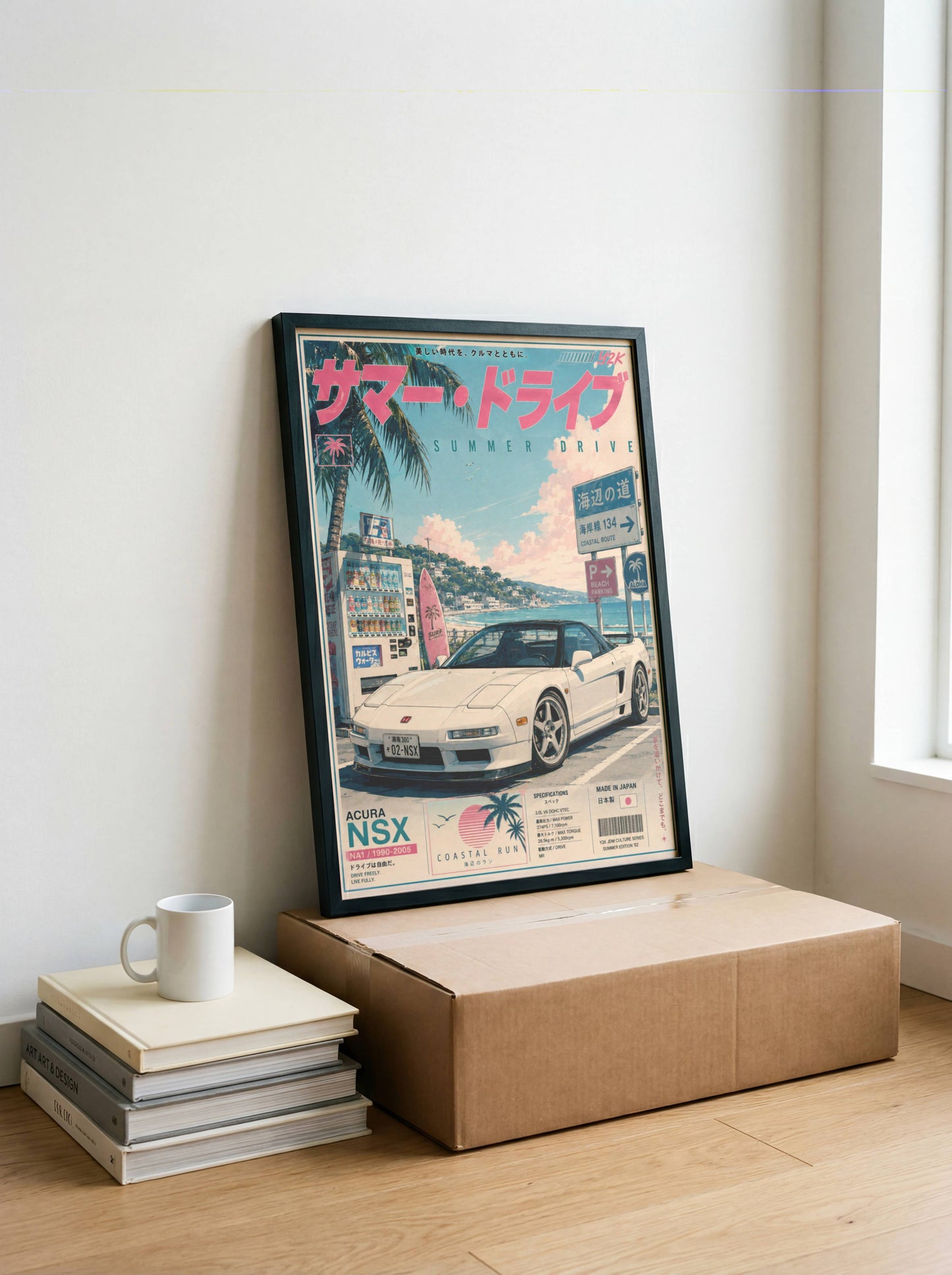 Acura NSX Sakura Drive Poster Vintage – Affiche JDM Japonaise Rétro Y2K