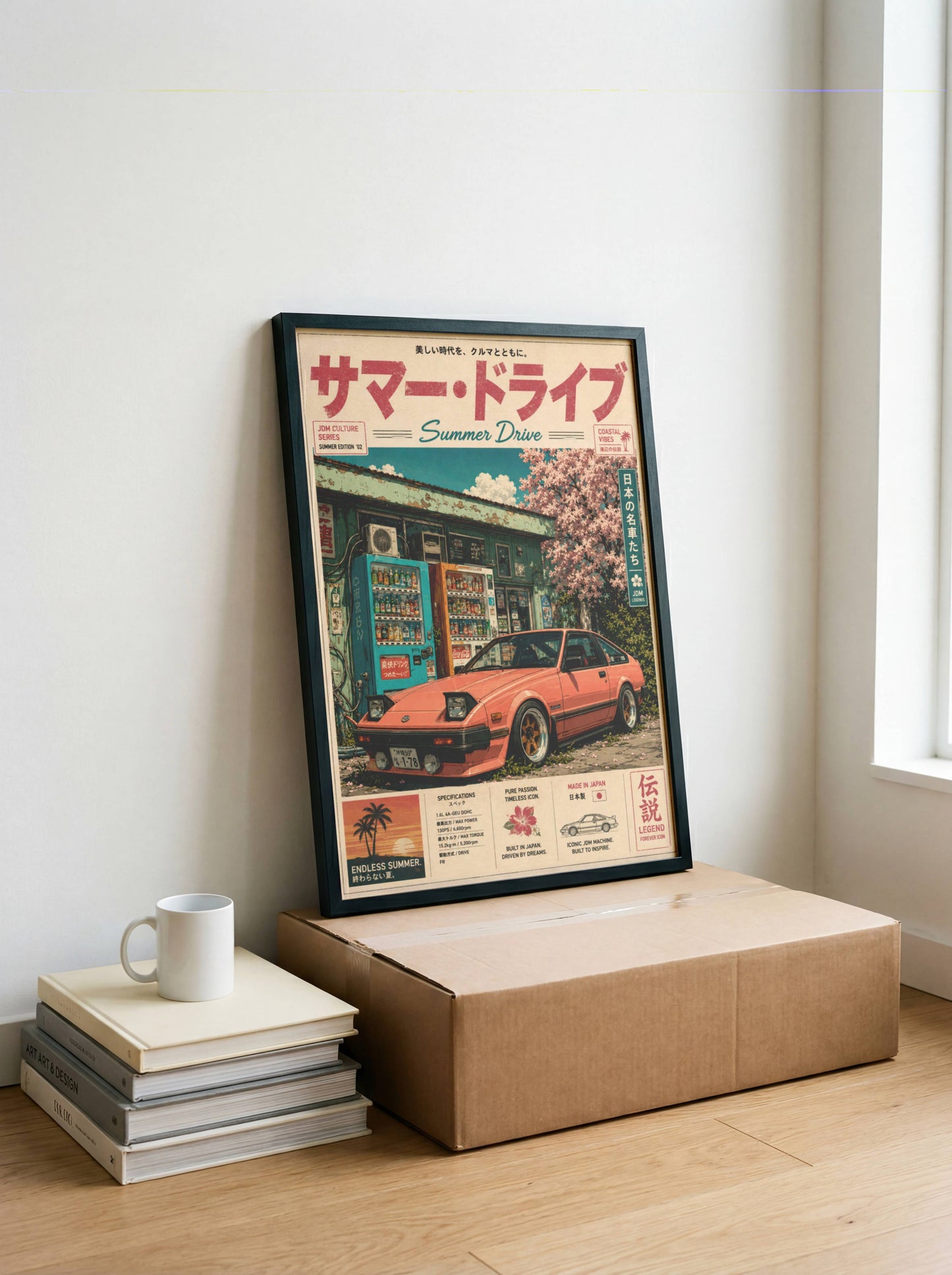 Toyota Celica XX Summer Drive Poster – Affiche JDM Vintage Japonaise Style Magazine Rétro