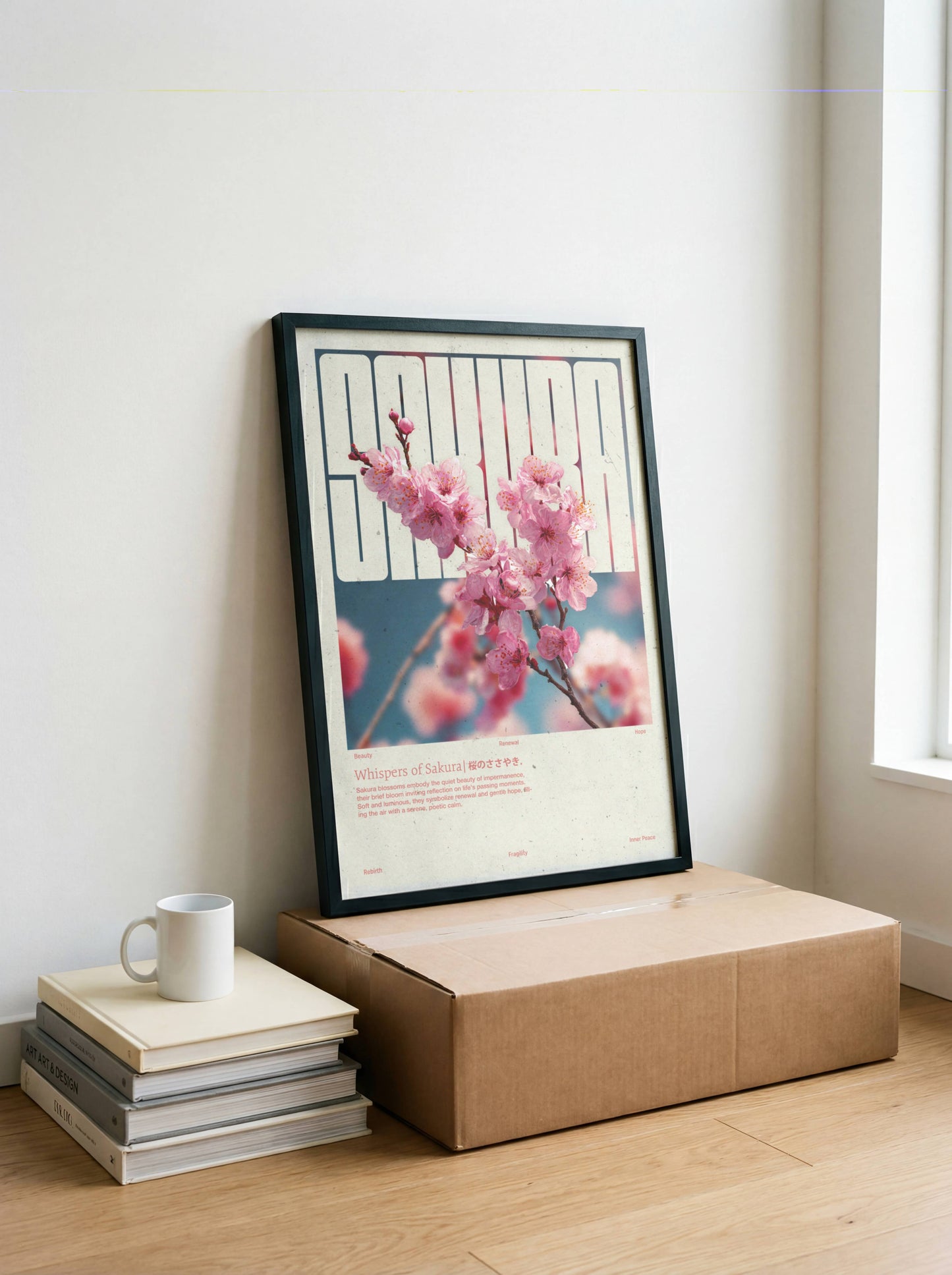 Poster Sakura Vintage – Affiche florale japonaise style rétro