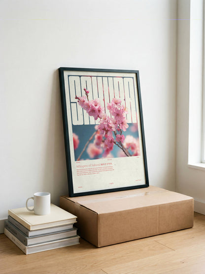 Poster Sakura Vintage – Affiche florale japonaise style rétro