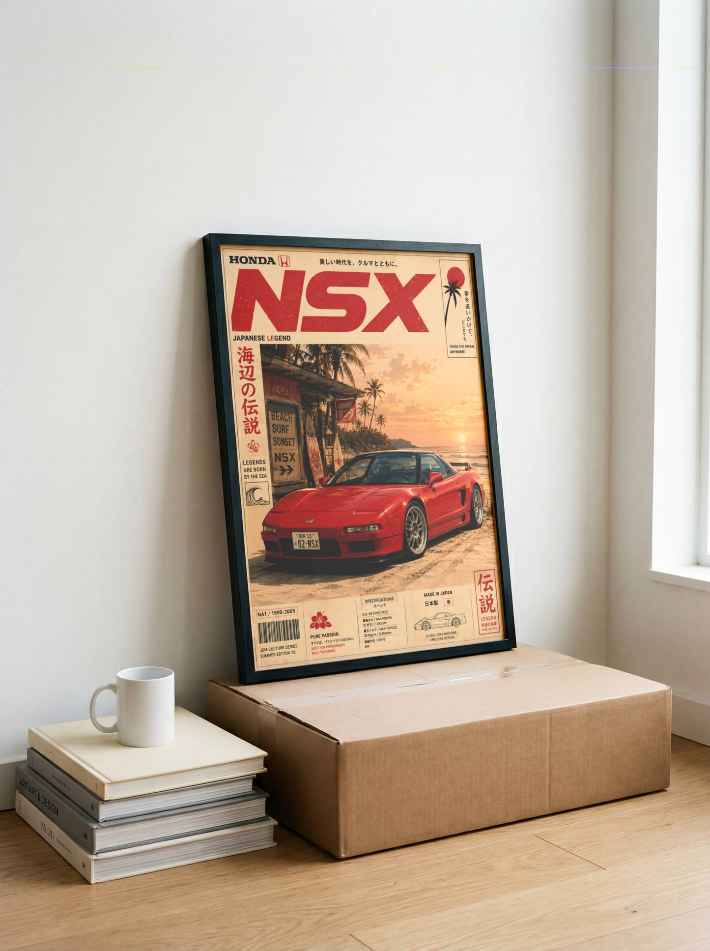 Honda NSX Sunset Boulevard Poster – Affiche JDM Vintage Japonaise Style Magazine Y2K