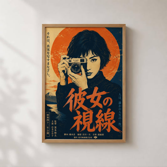 Affiche Photographe Japonaise Vintage | Poster Appareil Photo Rétro | Art Mural Cinématographique | Décoration Murale Japon