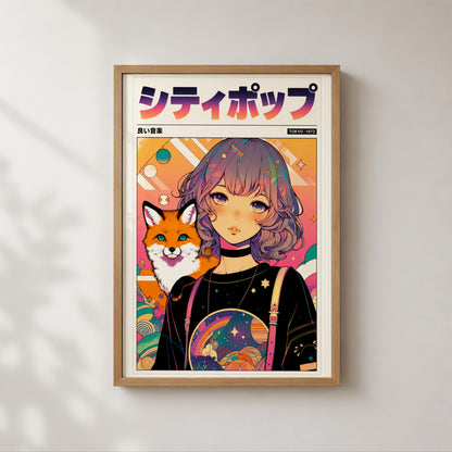 Mystic Fox Maiden Anime Print | Manga Inspired Wall Art