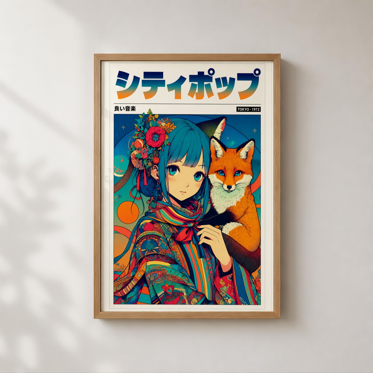 Japanese Fantasy Kitsune Poster | Anime Room Decor