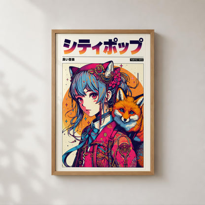 Fox Guardian Anime Print | Japanese Fantasy Poster