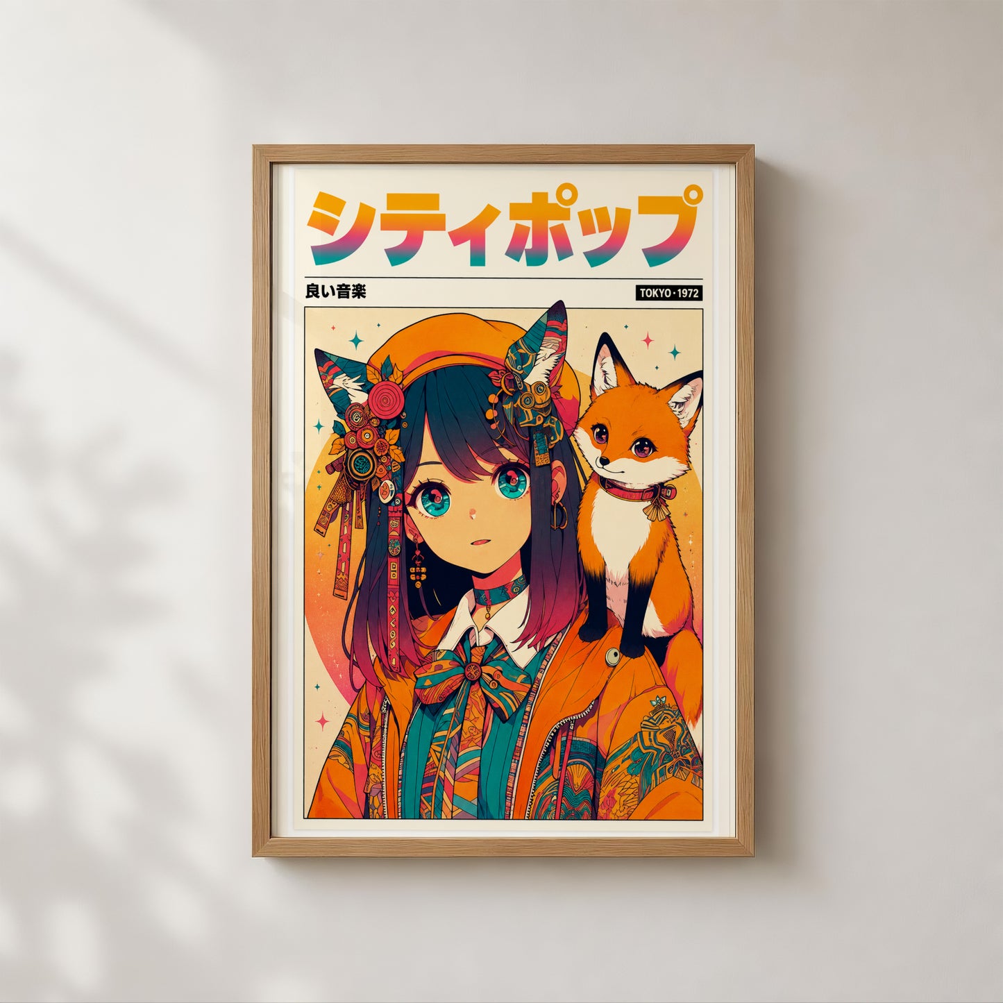 Vintage Kitsune Wall Art | Japanese Anime Poster