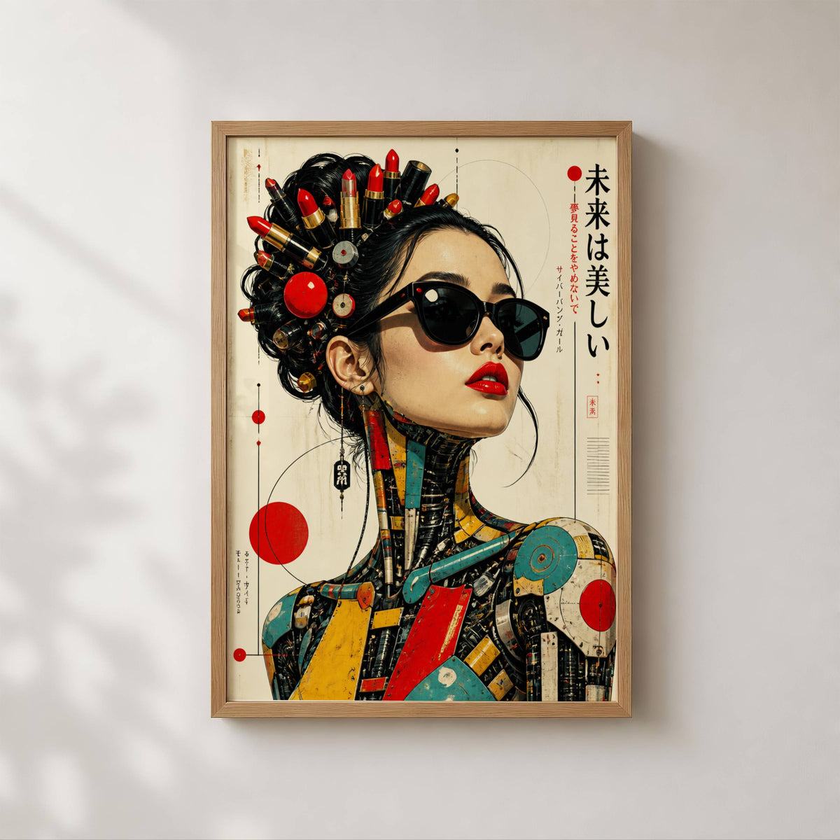 Affiche Femme Cyberpunk Japonaise | Portrait Futuriste | Poster Mode Avant-Garde | Art Mural Sci-Fi | Décoration Contemporaine