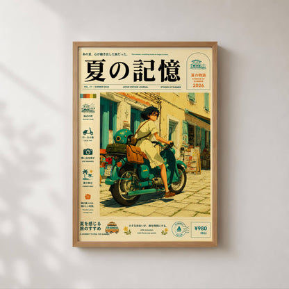 Scooter & Sunlit Alleys – Y2K Mediterranean Summer Poster, Vintage Coastal Moped Scene, European Holiday Wall Art, Retro Escape Print