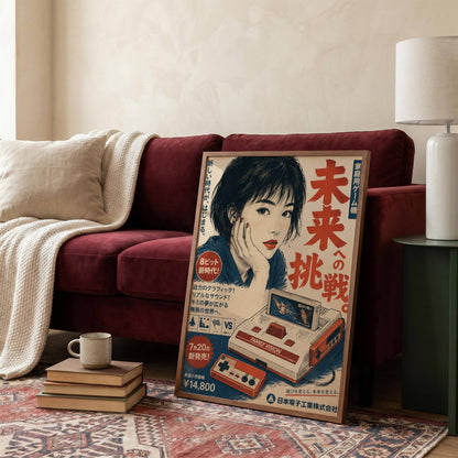 Affiche Publicité Japonaise Vintage | Retrogaming Rétro | Console Portable 80s | City Pop | Poster Japon Déco Geek