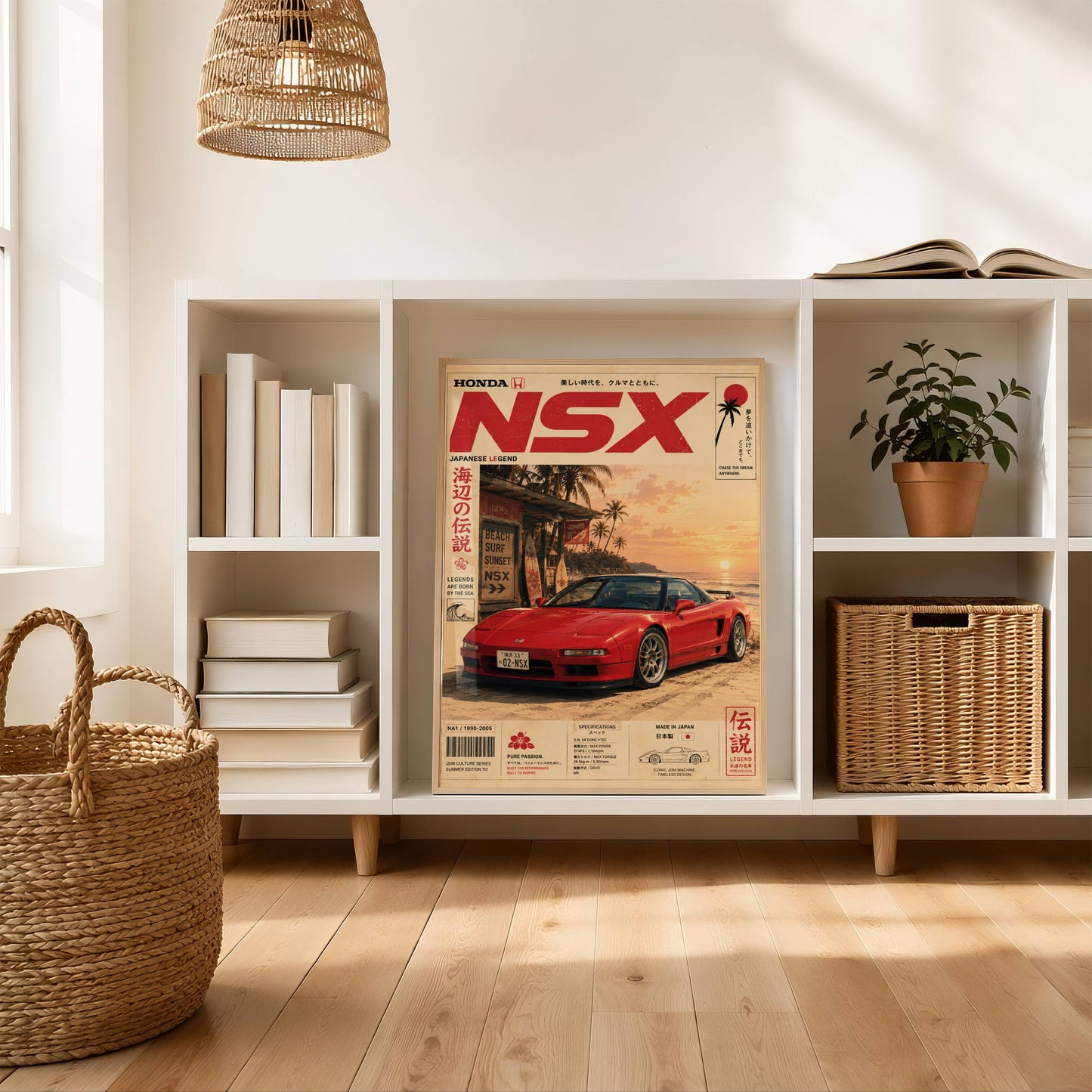 Honda NSX Sunset Boulevard Poster – Affiche JDM Vintage Japonaise Style Magazine Y2K