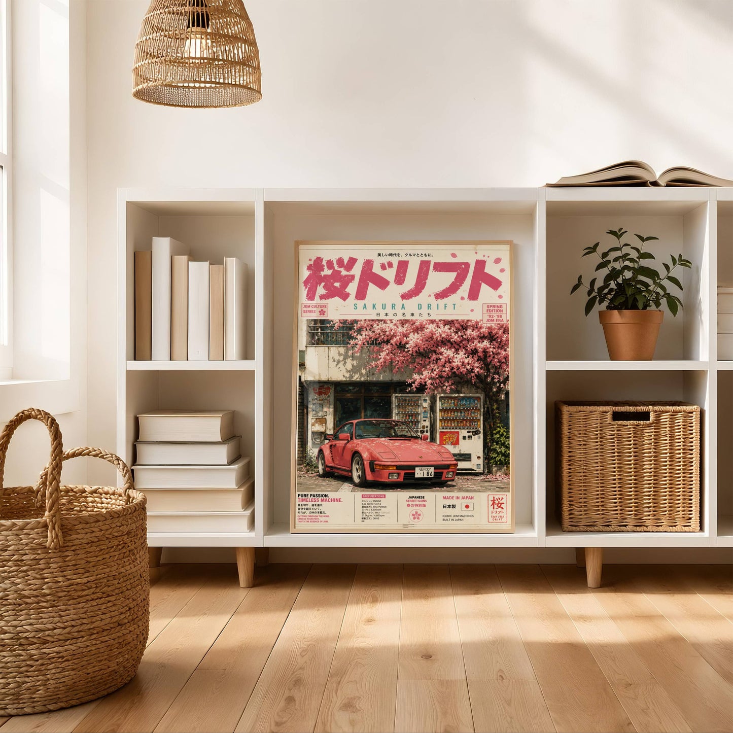 Porsche 944 Sakura Drift Poster Vintage – Affiche JDM Japonaise Rétro Y2K