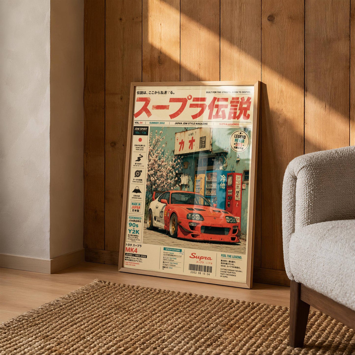 Toyota Supra MK4 JDM Poster Vintage Magazine – Affiche Automobile Japonaise Y2K Rétro