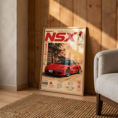Honda NSX Sunset Boulevard Poster – Affiche JDM Vintage Japonaise Style Magazine Y2K