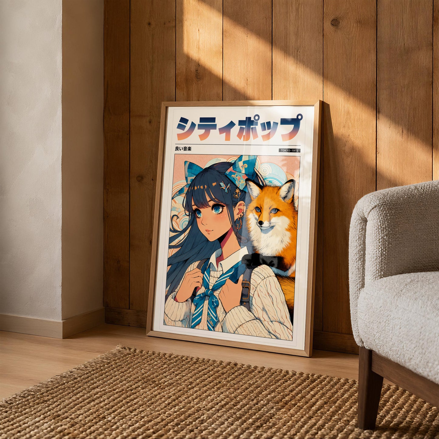 Kitsune Fox Girl Poster | Japanese Anime Wall Decor