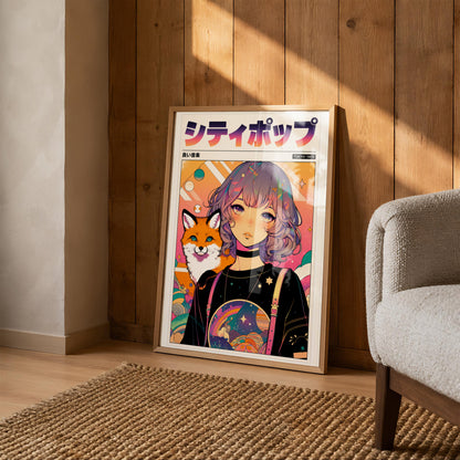 Mystic Fox Maiden Anime Print | Manga Inspired Wall Art
