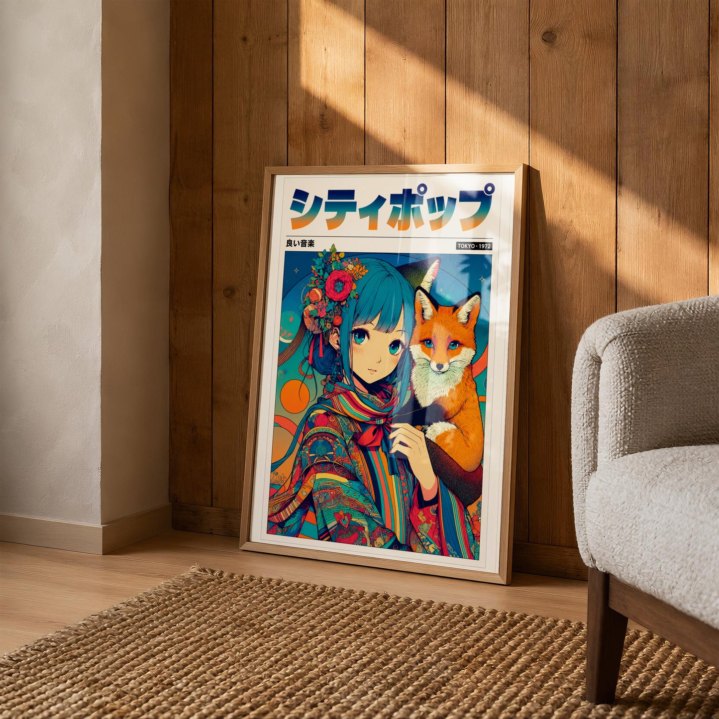 Japanese Fantasy Kitsune Poster | Anime Room Decor
