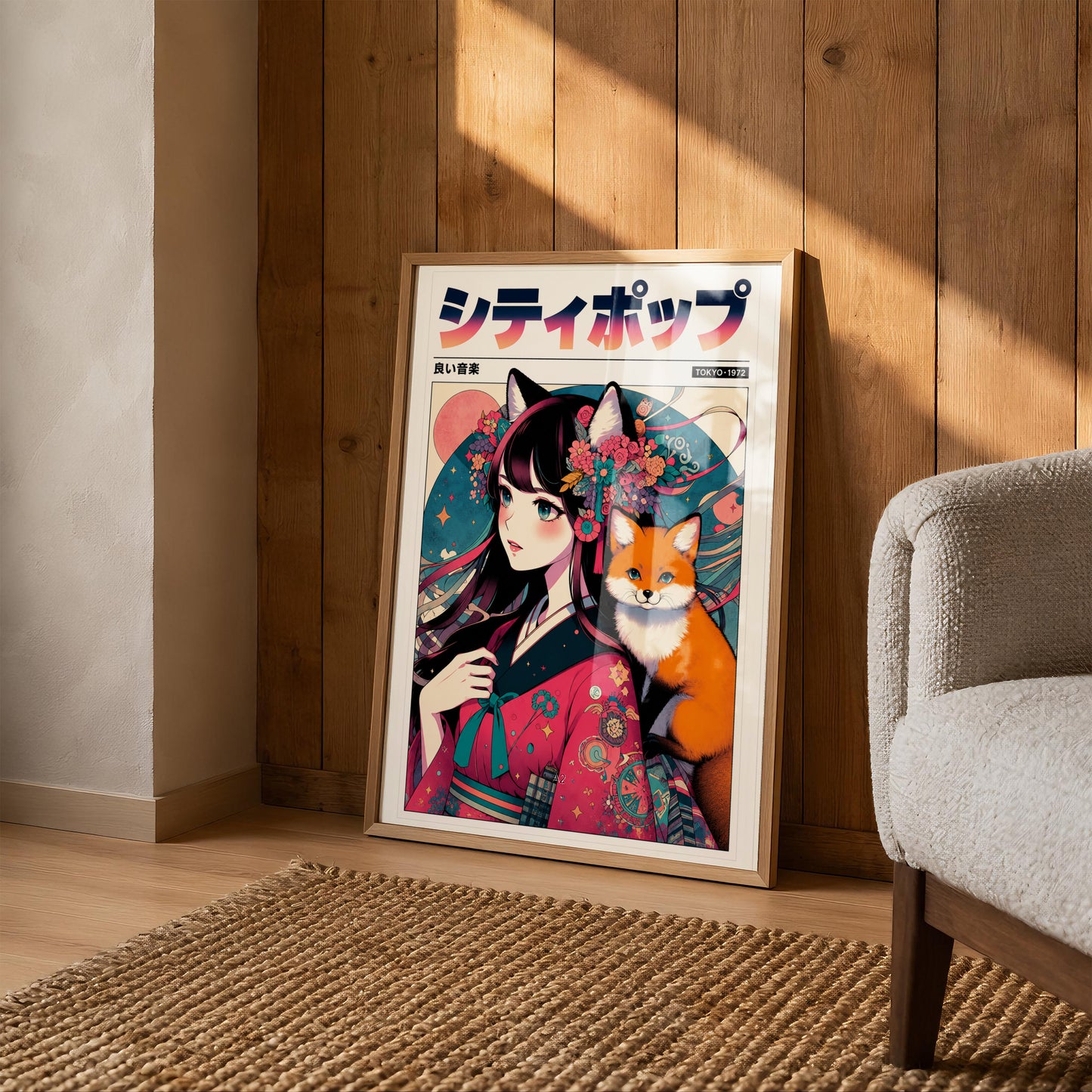 Retro Anime Fox Poster | Japanese Manga Wall Art