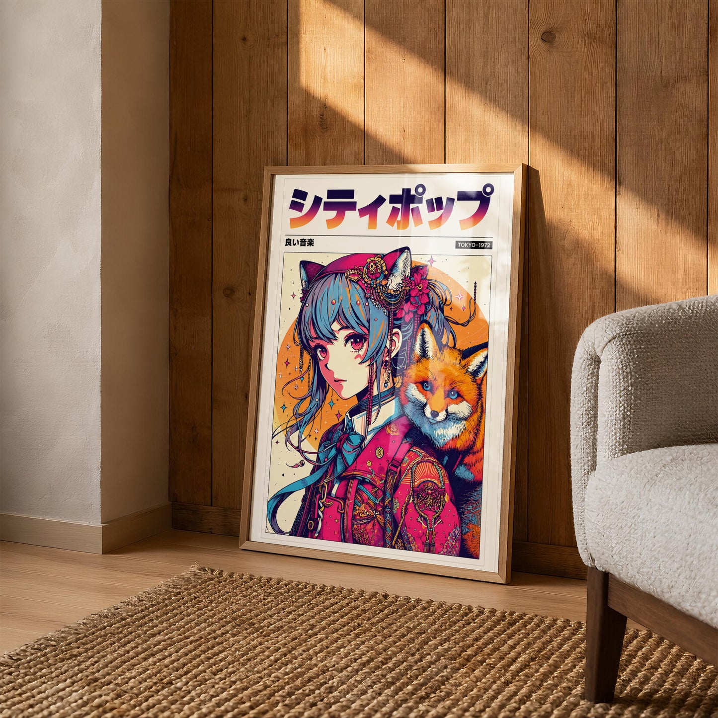 Fox Guardian Anime Print | Japanese Fantasy Poster