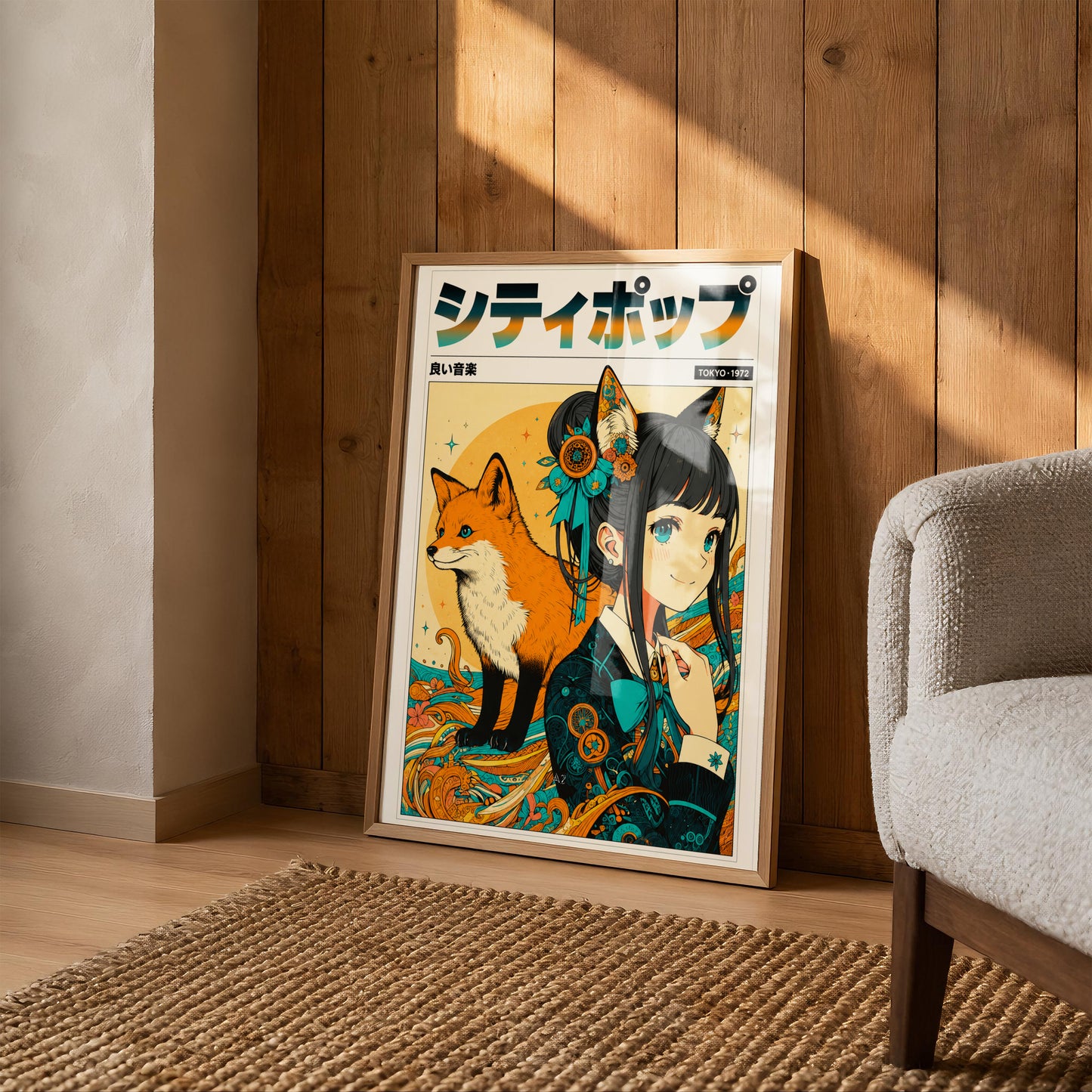 Sakura Fox Spirit Poster | Anime Inspired Wall Decor