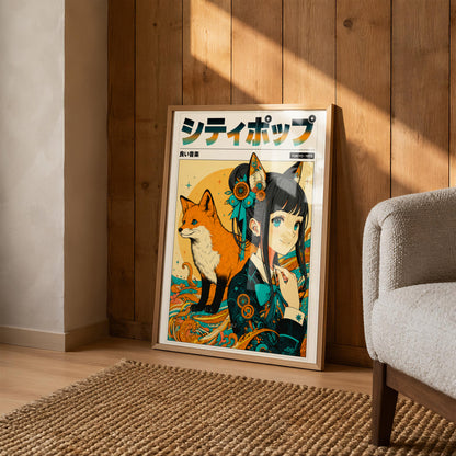 Sakura Fox Spirit Poster | Anime Inspired Wall Decor